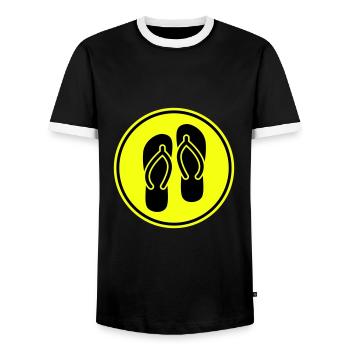 Flip-flops icon - Men's Ringer Shirt - black/white - Front - AI Model Female 172 light (172cm) & AI Model Male 178 light (178cm)