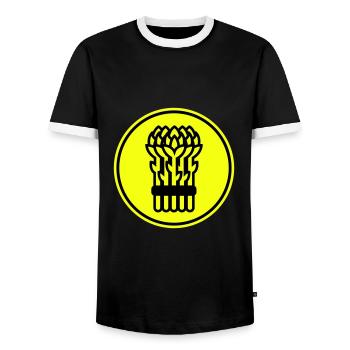 Cercle d’icônes d’asperges - T-shirt contrasté Homme - noir/blanc - Devant - AI Model Female 172 light (172cm) & AI Model Male 178 light (178cm)