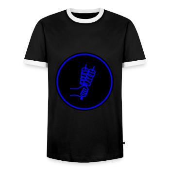 Spieß grill Icon - Männer Kontrast-T-Shirt - Schwarz/Weiß - Vorne - AI Model Female 172 light (172cm) & AI Model Male 178 light (178cm)