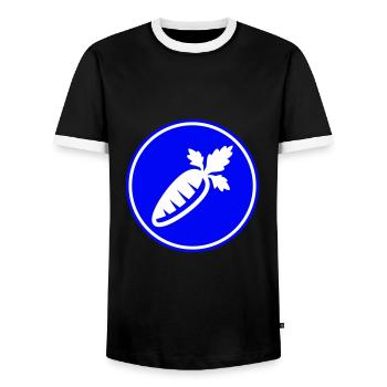 Symbole de la carotte - T-shirt contrasté Homme - noir/blanc - Devant - AI Model Female 172 light (172cm) & AI Model Male 178 light (178cm)
