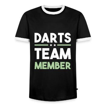 Darts Team - Männer Kontrast-T-Shirt - Schwarz/Weiß - Vorne - AI Model Female 172 light (172cm) & AI Model Male 178 light (178cm)