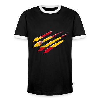 Spanien Flagge Kratzer Spanische Fahne Krallen - Männer Kontrast-T-Shirt - Schwarz/Weiß - Vorne - AI Model Female 172 light (172cm) & AI Model Male 178 light (178cm)