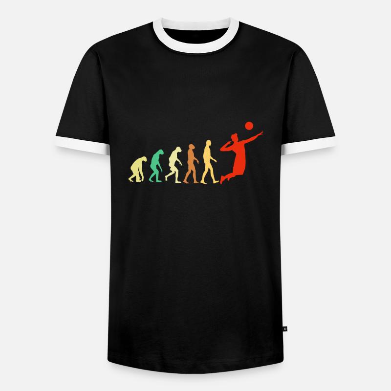 Volleyball Evolution - Männer Kontrast-T-Shirt - Schwarz/Weiß