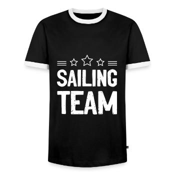 Équipe de voile - T-shirt contrasté Homme - noir/blanc - Devant - AI Model Female 172 light (172cm) & AI Model Male 178 light (178cm)