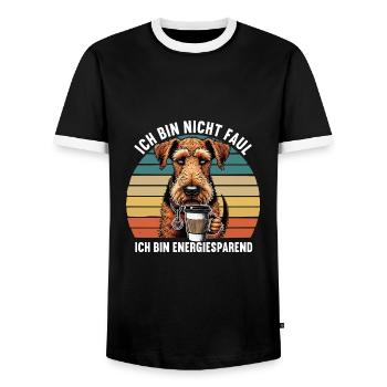 Ich Bin Nicht Faul Airedale Terrier Airedales - Männer Kontrast-T-Shirt - Schwarz/Weiß - Vorne - AI Model Female 172 light (172cm) & AI Model Male 178 light (178cm)