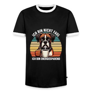 Ich Bin Nicht Faul Boxer Boxerhalter Boxerhund - Männer Kontrast-T-Shirt - Schwarz/Weiß - Vorne - AI Model Female 172 light (172cm) & AI Model Male 178 light (178cm)
