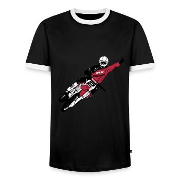 Moto Cross - motocross - Männer Kontrast-T-Shirt - Schwarz/Weiß - Vorne - AI Model Female 172 light (172cm) & AI Model Male 178 light (178cm)