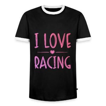 Ich liebe Rennen - Männer Kontrast-T-Shirt - Schwarz/Weiß - Vorne - AI Model Female 172 light (172cm) & AI Model Male 178 light (178cm)
