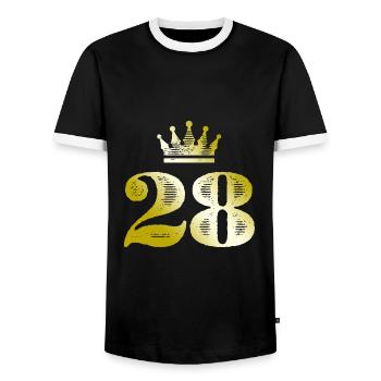 28 Chiffre Couronne Or - T-shirt contrasté Homme - noir/blanc - Devant - AI Model Female 172 light (172cm) & AI Model Male 178 light (178cm)
