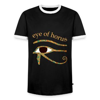 horusauge e 95 - Männer Kontrast-T-Shirt - Schwarz/Weiß - Vorne - AI Model Female 172 light (172cm) & AI Model Male 178 light (178cm)