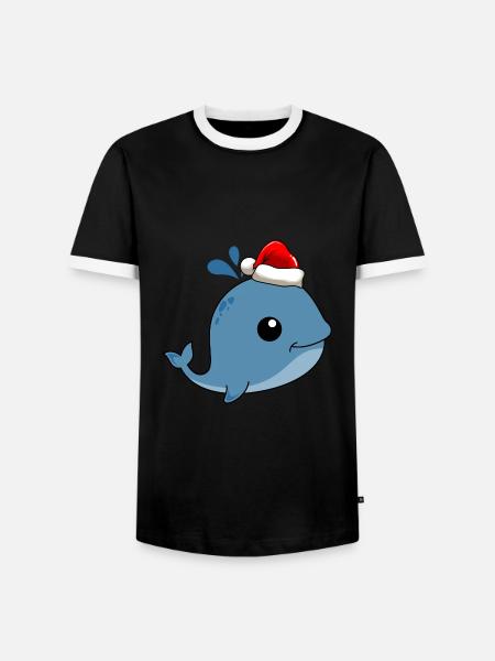 Whale Comic Christmas - Men's Ringer Shirt - black/white