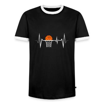 Basketball Basketball Player Heartbeat - T-shirt contrasté Homme - noir/blanc - Devant - AI Model Female 172 light (172cm) & AI Model Male 178 light (178cm)
