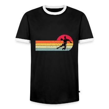Handball Handballer - Männer Kontrast-T-Shirt - Schwarz/Weiß - Vorne - AI Model Female 172 light (172cm) & AI Model Male 178 light (178cm)