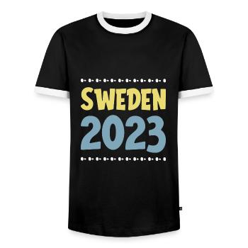 Suède 2023 - T-shirt contrasté Homme - noir/blanc - Devant - AI Model Female 172 light (172cm) & AI Model Male 178 light (178cm)
