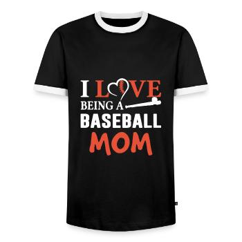 I Love Being Baseball Mom - Men's Ringer Shirt - black/white - Front - AI Model Female 172 light (172cm) & AI Model Male 178 light (178cm)