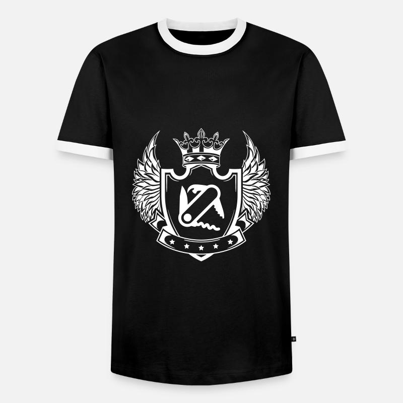 Pocket knife shield - Men's Ringer Shirt - black/white