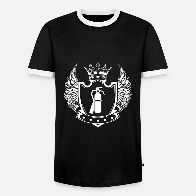 Fire extinguisher shield - Men's Ringer Shirt - black/white