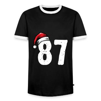 87 Zahl Weihnachten - Männer Kontrast-T-Shirt - Schwarz/Weiß - Vorne - AI Model Female 172 light (172cm) & AI Model Male 178 light (178cm)