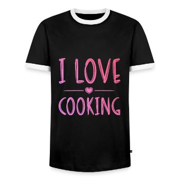 Ich liebe Kochen - Männer Kontrast-T-Shirt - Schwarz/Weiß - Vorne - AI Model Female 172 light (172cm) & AI Model Male 178 light (178cm)