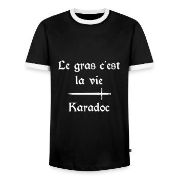 Le gras c'est la vie - T-shirt contrasté Homme - noir/blanc - Devant - AI Model Female 172 light (172cm) & AI Model Male 178 light (178cm)