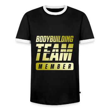 Équipe de musculation - T-shirt contrasté Homme - noir/blanc - Devant - AI Model Female 172 light (172cm) & AI Model Male 178 light (178cm)