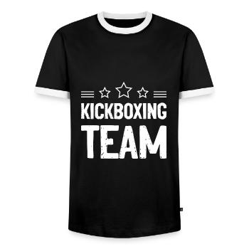 Équipe de kickboxing - T-shirt contrasté Homme - noir/blanc - Devant - AI Model Female 172 light (172cm) & AI Model Male 178 light (178cm)
