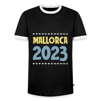 Majorque 2023 - T-shirt contrasté Homme - noir/blanc - Devant - AI Model Female 172 light (172cm) & AI Model Male 178 light (178cm)