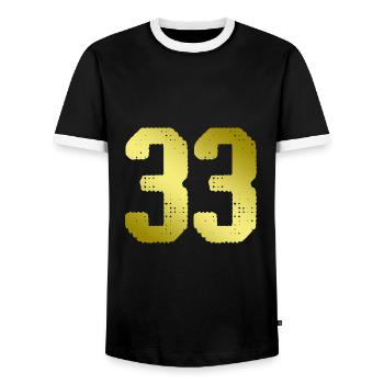 33 Maillot numéro - T-shirt contrasté Homme - noir/blanc - Devant - AI Model Female 172 light (172cm) & AI Model Male 178 light (178cm)
