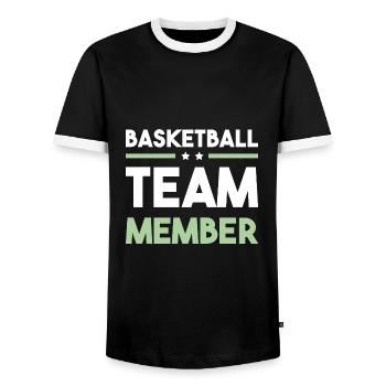 Équipe de basket-ball - T-shirt contrasté Homme - noir/blanc - Devant - AI Model Female 172 light (172cm) & AI Model Male 178 light (178cm)