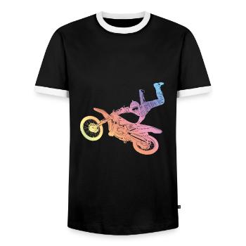Motocross Silhouette - T-shirt contrasté Homme - noir/blanc - Devant - AI Model Female 172 light (172cm) & AI Model Male 178 light (178cm)