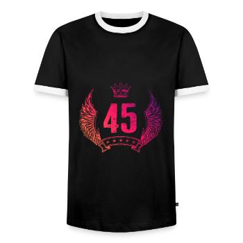 45 Couronne numérique - T-shirt contrasté Homme - noir/blanc - Devant - AI Model Female 172 light (172cm) & AI Model Male 178 light (178cm)