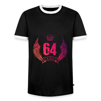 64 Couronne numérique - T-shirt contrasté Homme - noir/blanc - Devant - AI Model Female 172 light (172cm) & AI Model Male 178 light (178cm)