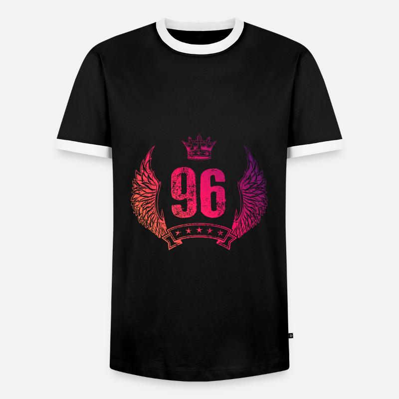 96 Number crown - Men's Ringer Shirt - black/white