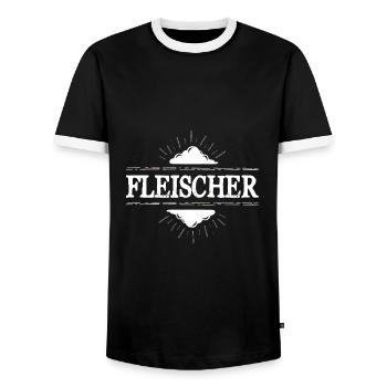 Fleischer Beruf - Männer Kontrast-T-Shirt - Schwarz/Weiß - Vorne - AI Model Female 172 light (172cm) & AI Model Male 178 light (178cm)