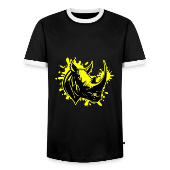 Rhinoceros Animal Head - Men's Ringer Shirt - black/white - Front - AI Model Female 172 light (172cm) & AI Model Male 178 light (178cm)