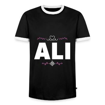 Ali - Männer Kontrast-T-Shirt - Schwarz/Weiß - Vorne - AI Model Female 172 light (172cm) & AI Model Male 178 light (178cm)