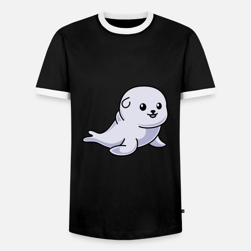 Robbe Tier Comic - Männer Kontrast-T-Shirt - Schwarz/Weiß