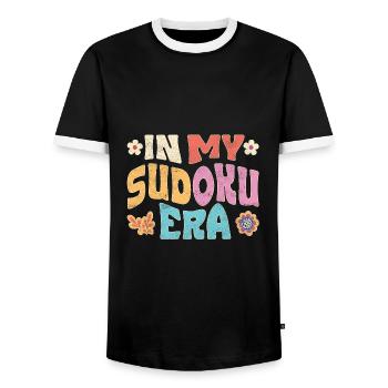 in my Sudoku Era - Männer Kontrast-T-Shirt - Schwarz/Weiß - Vorne - AI Model Female 172 light (172cm) & AI Model Male 178 light (178cm)