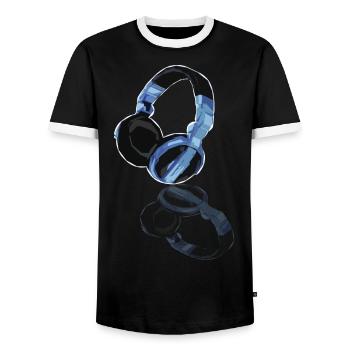 Casque DJ 2.0 - T-shirt contrasté Homme - noir/blanc - Devant - AI Model Female 172 light (172cm) & AI Model Male 178 light (178cm)