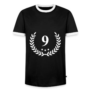 9 Couronne de chiffres - T-shirt contrasté Homme - noir/blanc - Devant - AI Model Female 172 light (172cm) & AI Model Male 178 light (178cm)