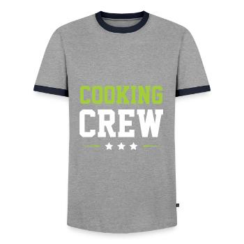 Cooking Crew - Men's Ringer Shirt - grey/navy  - Front - AI Model Female 172 light (172cm) & AI Model Male 178 light (178cm)