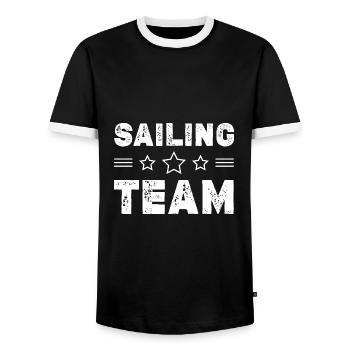 Équipe de voile - T-shirt contrasté Homme - noir/blanc - Devant - AI Model Female 172 light (172cm) & AI Model Male 178 light (178cm)