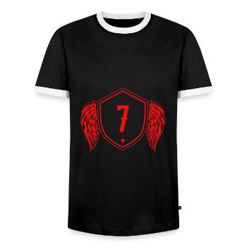 7 Nombre d’armoiries - T-shirt contrasté Homme - noir/blanc - Devant - AI Model Female 172 light (172cm) & AI Model Male 178 light (178cm)