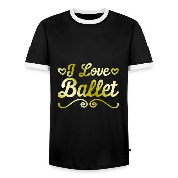 I love ballet - Men's Ringer Shirt - black/white - Front - AI Model Female 172 light (172cm) & AI Model Male 178 light (178cm)