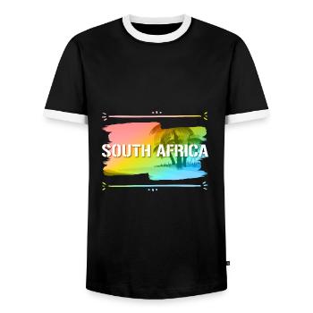 South Africa - Männer Kontrast-T-Shirt - Schwarz/Weiß - Vorne - AI Model Female 172 light (172cm) & AI Model Male 178 light (178cm)