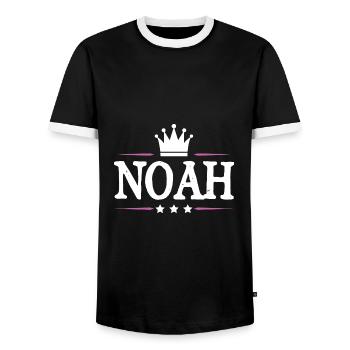 Noah - Men's Ringer Shirt - black/white - Front - AI Model Female 172 light (172cm) & AI Model Male 178 light (178cm)