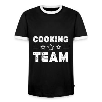 Cooking Team - Männer Kontrast-T-Shirt - Schwarz/Weiß - Vorne - AI Model Female 172 light (172cm) & AI Model Male 178 light (178cm)
