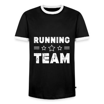 Running Team - Männer Kontrast-T-Shirt - Schwarz/Weiß - Vorne - AI Model Female 172 light (172cm) & AI Model Male 178 light (178cm)