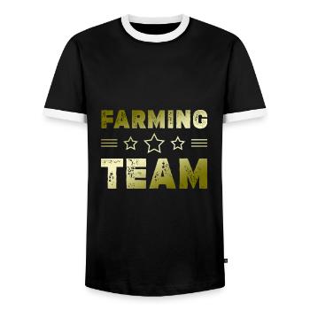 Équipe agricole - T-shirt contrasté Homme - noir/blanc - Devant - AI Model Female 172 light (172cm) & AI Model Male 178 light (178cm)