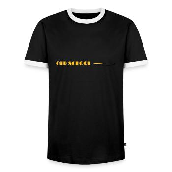 old school, oldschool, vinyl - T-shirt contrasté Homme - noir/blanc - Devant - AI Model Female 172 light (172cm) & AI Model Male 178 light (178cm)